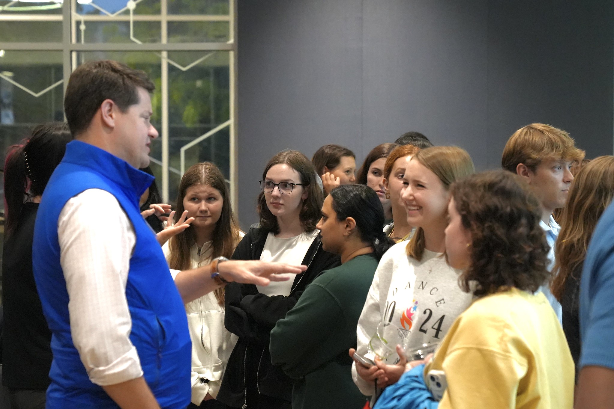 Justin Burns speaks with students about career pathways.