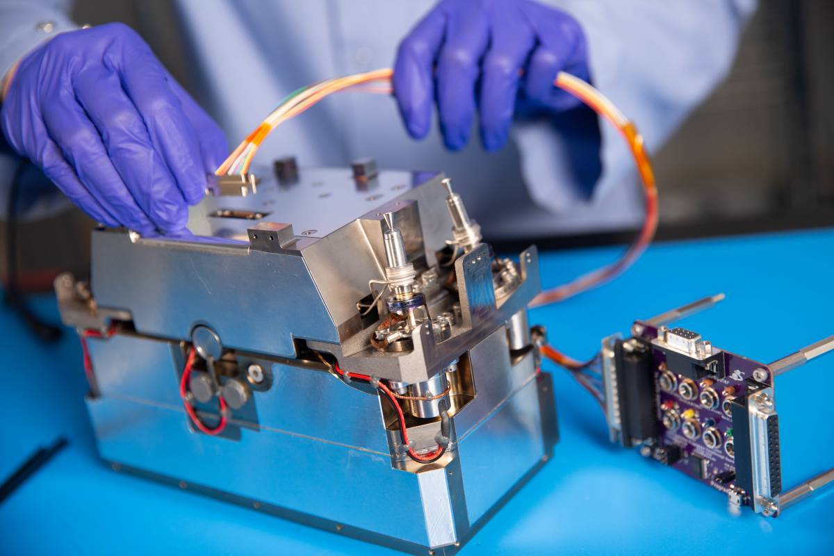 The propulsion system developed by Glenn Lightsey’s lab at Georgia Tech for the Lunar Flashlight CubeSat. (Credit: Candler Hobbs)